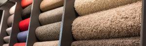 Rolls of carpet on display